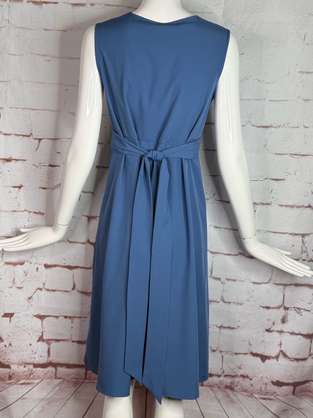 Slate Blue Wrap Dress Lightweight Sleeveless Knee Length Size XS New With Tag - Picture 8 of 16